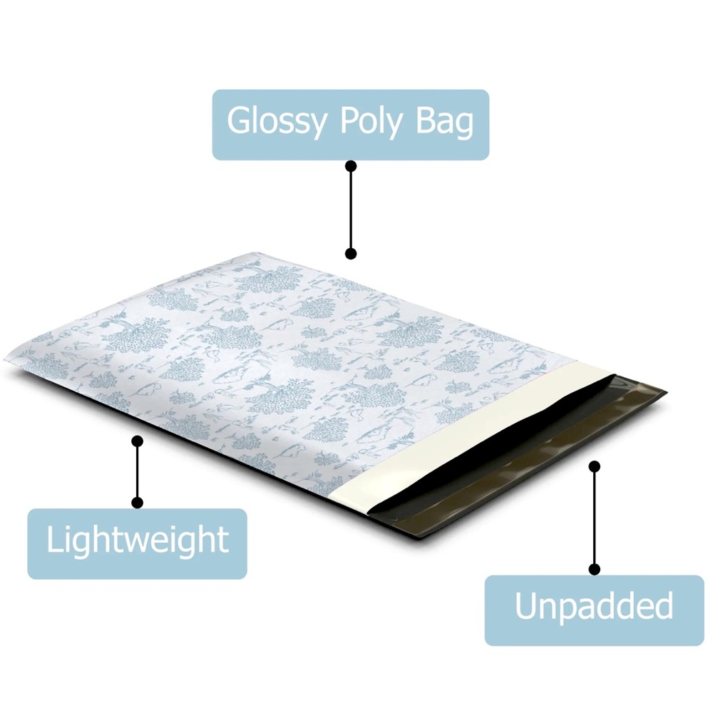 2 SETS LEFT💙20 BLUE TOILE Poly Mailers 10 x 13 inch - Picture 3 of 4